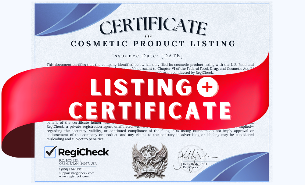 MoCRA Cosmetic Product Listing Number Amazon Certificate