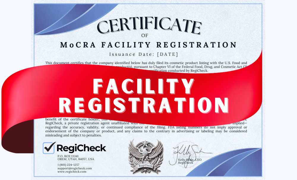 MoCRA FDA Manufacturing Facility Listing Certificate
