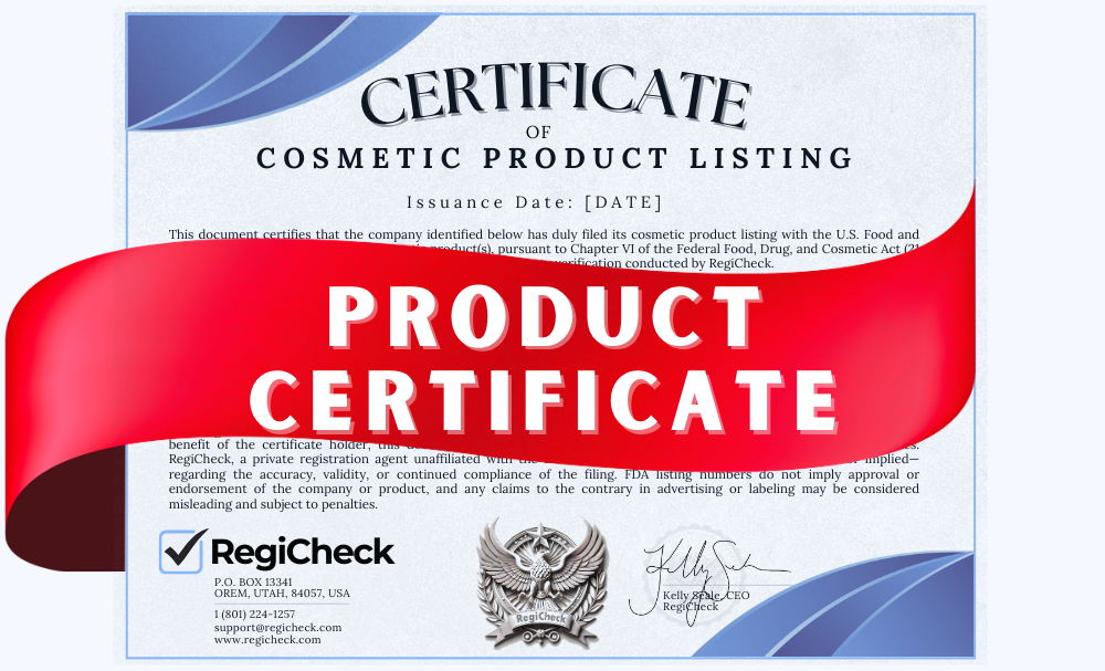 Amazon Certificate for Cosmetic Product Listing Number for FDA MoCRA Regulations and Requirements